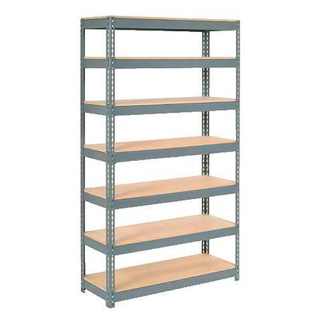 GLOBAL INDUSTRIAL Extra Heavy Duty Shelving 48W x 24D x 96H With 7 Shelves, Wood Deck, Gry B2297326